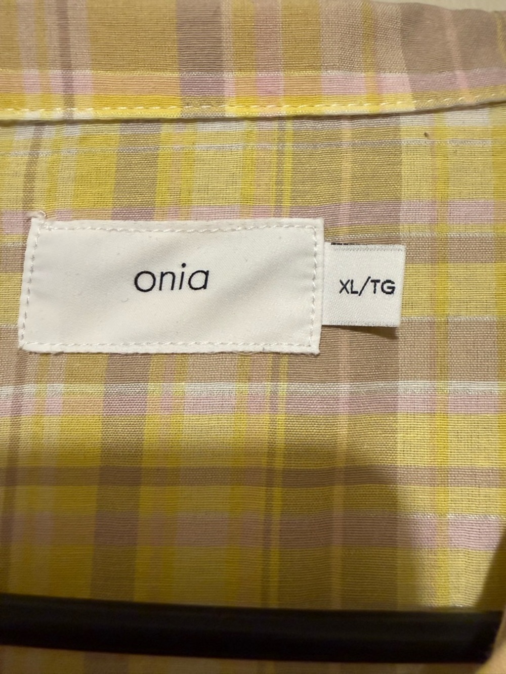 Onia Yellow Plaid Short-Sleeve Shirt Mens XL - Picture 2 of 8